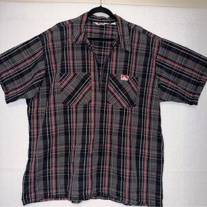Ben Davis Black and Red Plaid 1/2 Zip Shirt